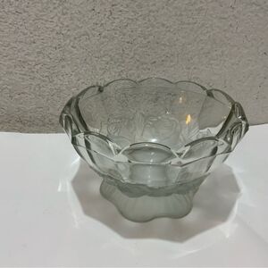 Frosted Roses by Imperlux -Footed Czech Crystal Bowl 7.5” & 4 1/4 tall  G11
